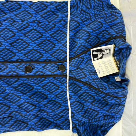 Bob Mackie Wearable Art Blue Black Geometric Button Front Jacket XS NWT - Picture 4 of 10